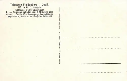 Talsperre Muldenberg i. Vogtl. Postkarte