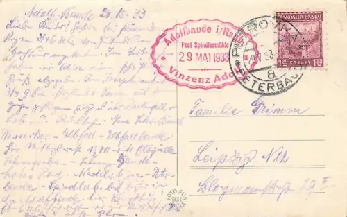 Riesengebirge Elbfall Postkarte AK 1933