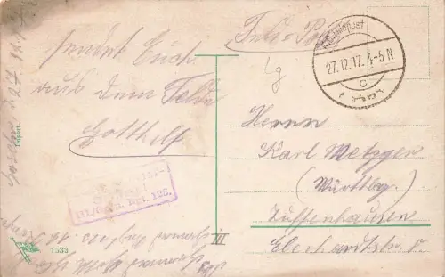 Herzliche Neujahrsgrüße Mit Gott für Kaiser und Reich! Patriotika AK 1917