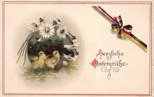 Herzliche Ostergrüße Patriotika Postkarte AK 1918