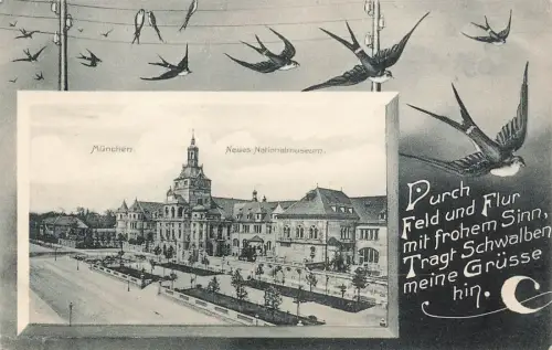Neues Nationalmuseum in München Bayern Postkarte AK 1907