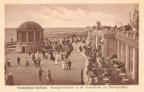 Nordseebad Borkum Strandpromenade Wandelhalle Niedersachsen Postkarte AK