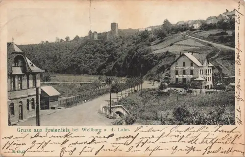 Gruss aus Freienfels bei Weilburg an der Lahn Hessen Postkarte AK 1903