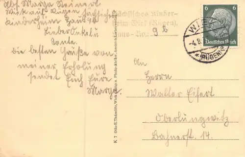 Wiek a. Rügen Abendfahrt Postkarte AK 1937