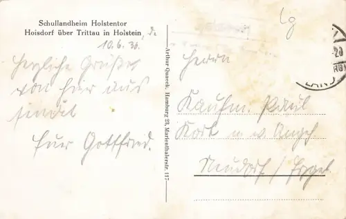 Diele des Schulheims Holstentor Hoisdorf Schleswig-Holste Postkarte AK 1936