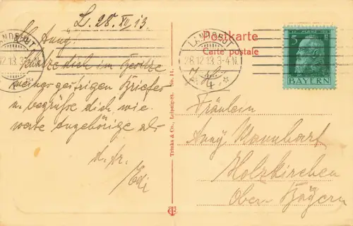 Burg Trausnitz - Wittelsbacher Turm in Landshut Bayern Postkarte AK 1913