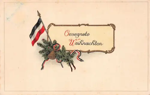Gesegnete Weihnachten mit Reichsfahne Patriotika Postkarte AK