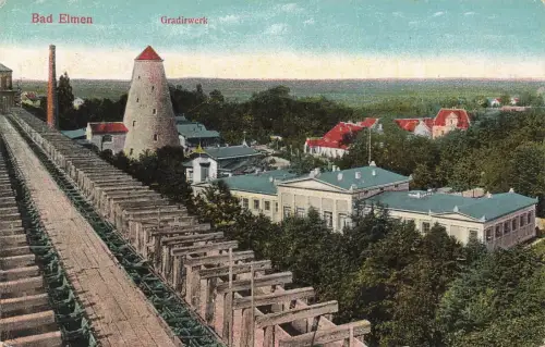 Blick auf Gradirwerk in Bad Elmen Sachsen-Anhalt Postkarte AK