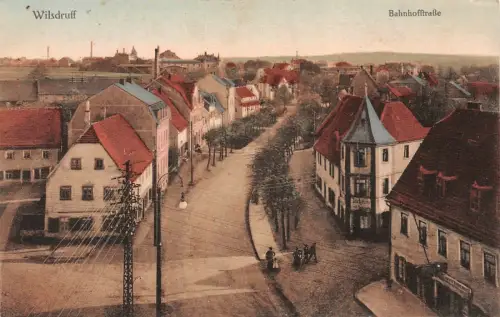 Straßenansicht Bahnhofstraße in Wilsdruff Sachsen Postkarte AK 1916