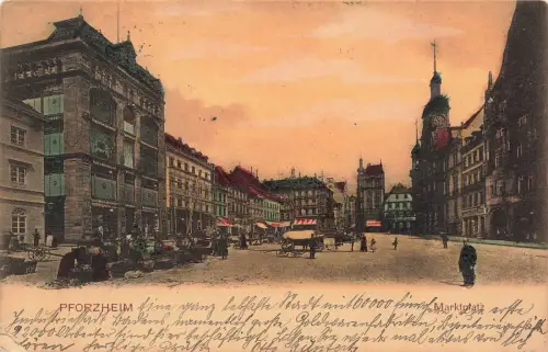 Pforzheim Marktplatz Baden-Württemberg Postkarte AK 1906