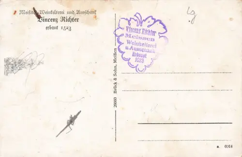 Innenansicht Vincenz Richters Weinstuben Meißen Sachsen Postkarte AK