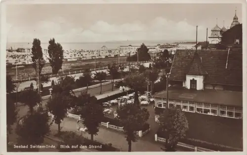 Blick auf den Strand Seebad Swinemünde Pommern Postkarte AK 1930