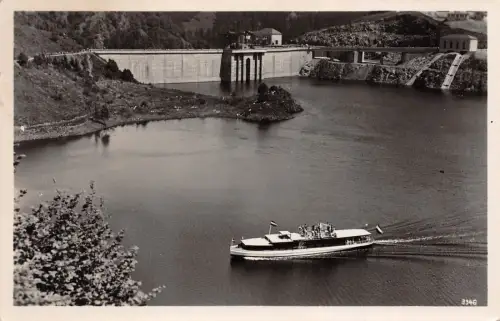 Sperrmauer und Stausee Saaletalsperre Thüringen Postkarte AK 1933