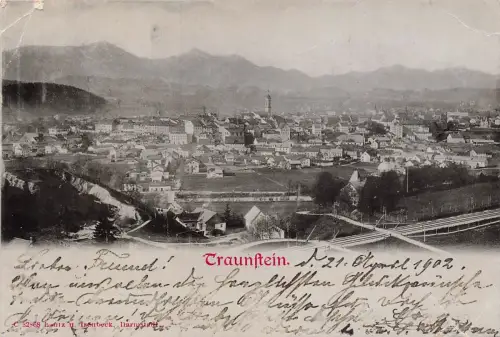 Stadtansicht von Traunstein Bayern Postkarte AK 1902