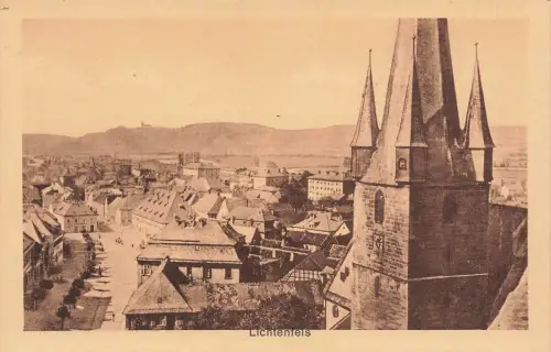 Blick über Lichtenfels Katholische Pfarrkirche Bayern Postkarte AK