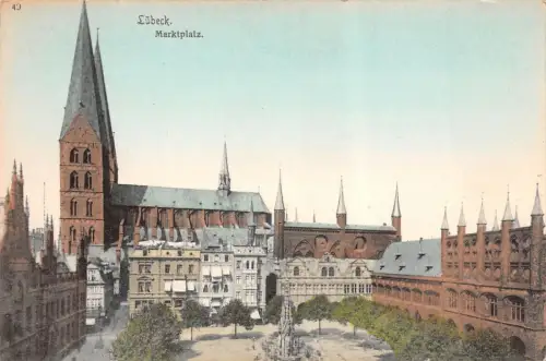 Lübeck Marktplatz Postkarte AK