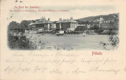 Sächsische-Böhmische Dampfschifffahrts-Gesellschaft Pillnitz Sachsen AK 1900