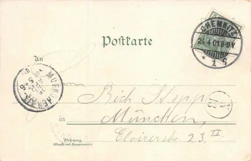Chemnitz Waldschenke Postkarte AK 1901
