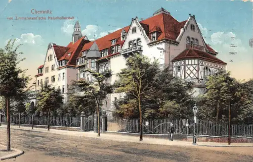 Chemnitz von Zimmermann'sche Naturheilanstalt Postkarte AK 1915