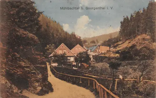 Sommerfrische Mühlbachtal bei Georgenthal Vogtland Sachsen Postkarte AK 1914