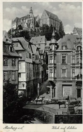 Marburg a. L. Blick auf Schloss Postkarte AK 1934