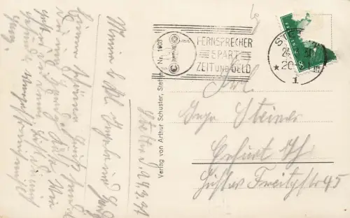 Dampfschiffsbollwerk mit Haken-Terrasse Stettin Pommern Postkarte AK 1931