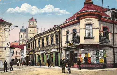 AK Trenčín Böhmen Männer am Laden Postkarte 1925