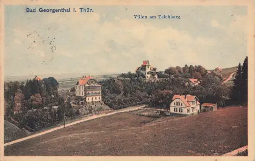 Villen am Teichberg in Bad Georgenthal Thüringen Postkarte AK 1917