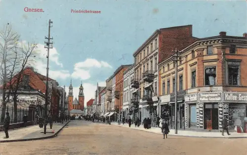 Gnesen Posen Friedrichstrasse Frauen am Kaffee Postkarte 1915