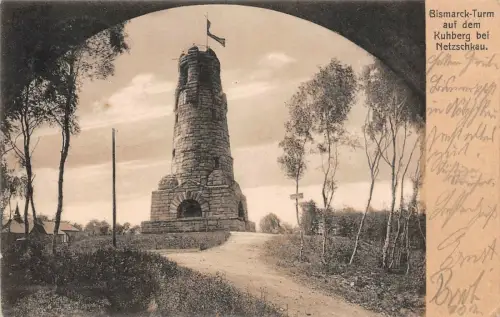 Bismarck-Turm auf dem Kuhberg bei Netzschkau Vogtland Sachsen AK 1904