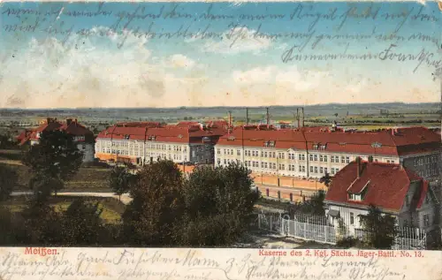Kaserne des Jäger Batallion No 13 Meißen Sachsen Postkarte AK 1915