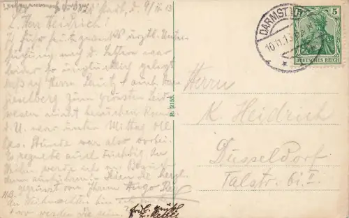 Paradeplatz und Denkmal Ludwigs IV. in Darmstadt Hessen Postkarte AK 1913