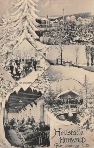 Heilstätte Hohwald im Winter bei Neustadt Sachsen Postkarte AK 1909
