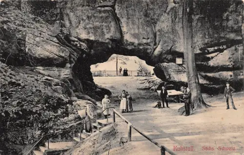 Felsentor Kuhstall Sächsische Schweiz Sachsen Postkarte AK 1909