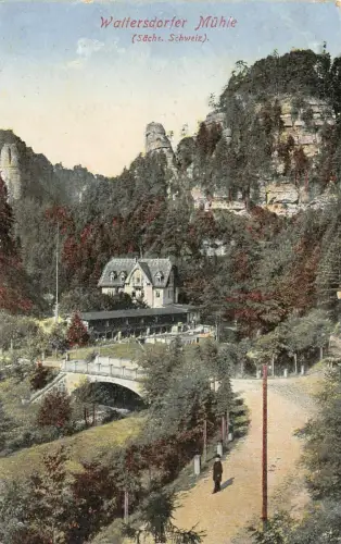 Sommerfrische Waltersdorfer Mühle Sächsische Schweiz Sachsen Postkarte AK 1922