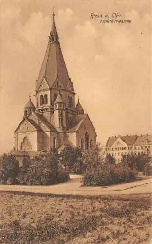 Riesa a. Elbe Trinitatis-Kirche Feldpostkarte AK 1915
