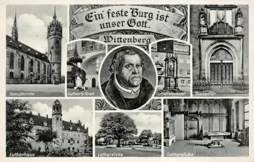 Wittenberg Luther's Grab Luthereiche Lutherdenkmal Postkarte AK 1939