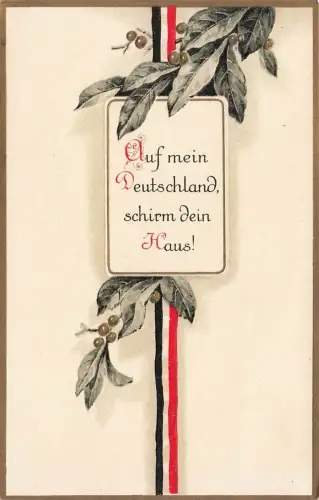 Auf mein Deutschland, schirm dein Haus! Patriotika Geprägt Postkarte AK 1915