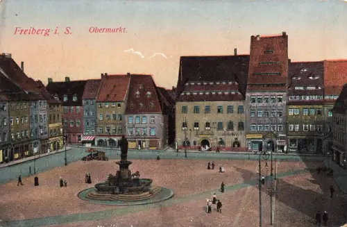 Ansicht Obermarkt in Freiberg Sachsen Postkarte AK 1916