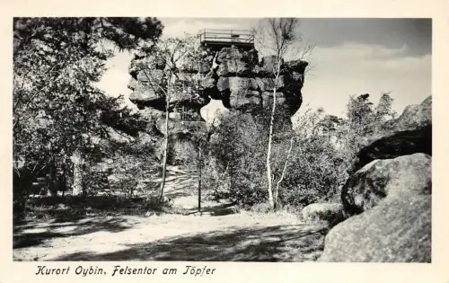 Felsentor am Töpfer in Oybin Sachsen Postkarte AK