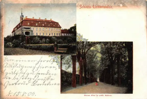 Schloss Lichtenwalde Grosse Allee im gräfl. Schloss Postkarte AK 1906