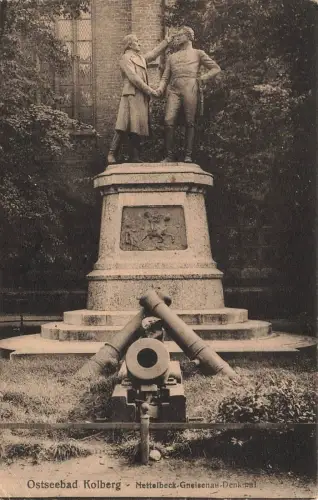 Nettelbeck-Gneisenau-Denkmal in Ostseebad Kolberg Pommern Postkarte AK 1916