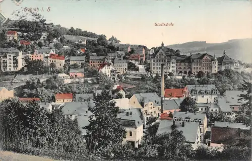 Sebnitz i. S. Ansicht Stadtschule Postkarte AK 1913