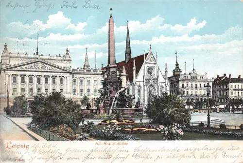 Leipzig Am Augustusplatz Postkarte AK 1904