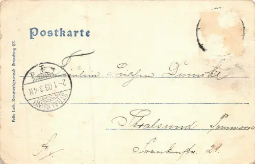 Gruss aus Colmar Wasserturm Münster Peterwall Postkarte AK 1903