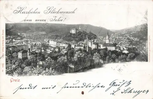 Stadtansicht von Greiz Vogtland Thüringen Postkarte AK 1901