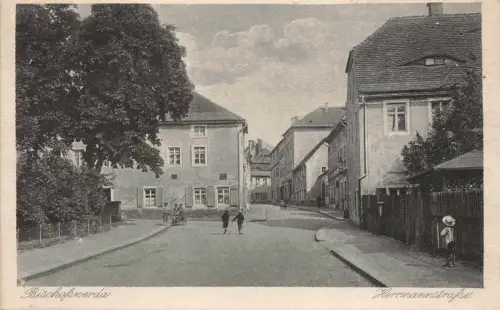 Straßenansicht Hermannstraße in Bischofswerda Sachsen Postkarte AK 1919