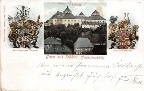 Gruss aus Schloss Augustusburg Sachsen Postkarte AK 1904