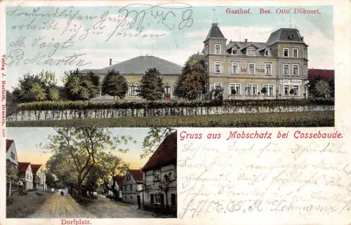 AK Mobschatz bei Cossebaude Gasthof , Dorfplatz Postkarte gel. 1906