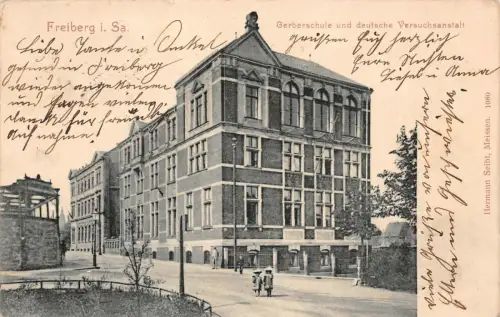Freiberg i. Sa. Gerberschule und deutsche Versuchsanstalt Postkarte AK 1907